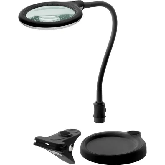 Goobay LED-luplampe med fod/klemme, 6W, sort, 100 mm glaslinse
