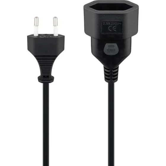 Goobay Forlængerkabel Europlug, 2 m, sort