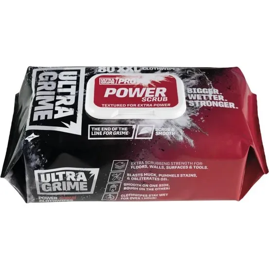UltraGrime Pro Power Scrub Wipes 38x25 cm - 80 stk.