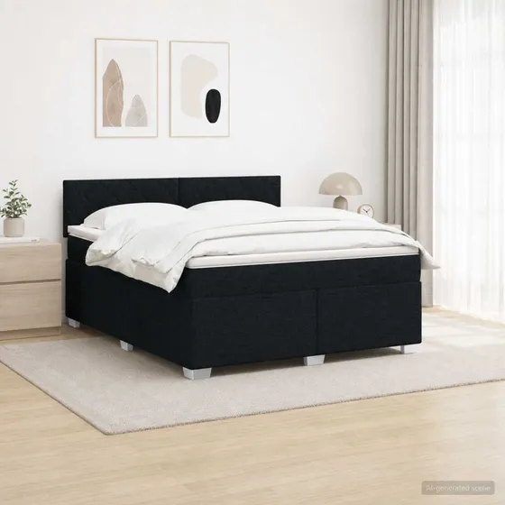 vidaXL Box Spring Seng med LED og madras, Sort, 160 x 200 cm