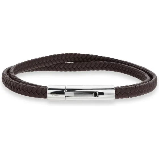 Scrouples dobbelt brunt læderarmbånd m. stållås 03441A/M