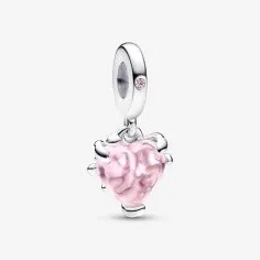 Pandora 792654C01 hjerte-charm i sterling sølv med pink sten