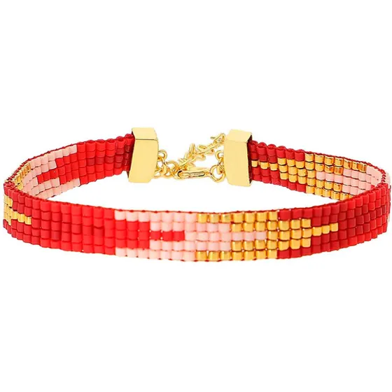 Nuni Copenhagen Monika A3015 armbånd 24 kt. forgyldt – Rød 16+3 cm