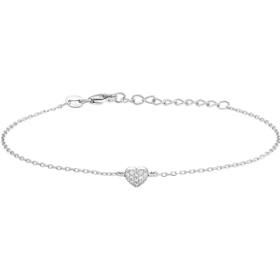 Joanli Nor ALMANOR armbånd med zirkonhjerte, forgyldt 17+3 cm