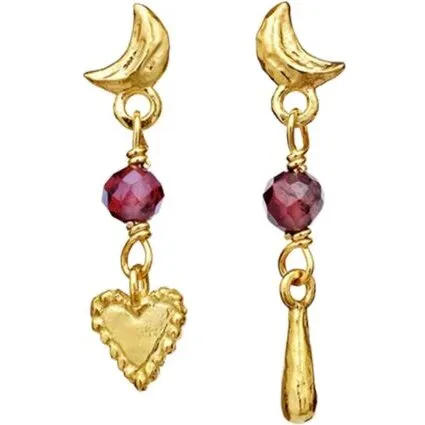 Maanesten Nuova øreringe – forgyldt med granater