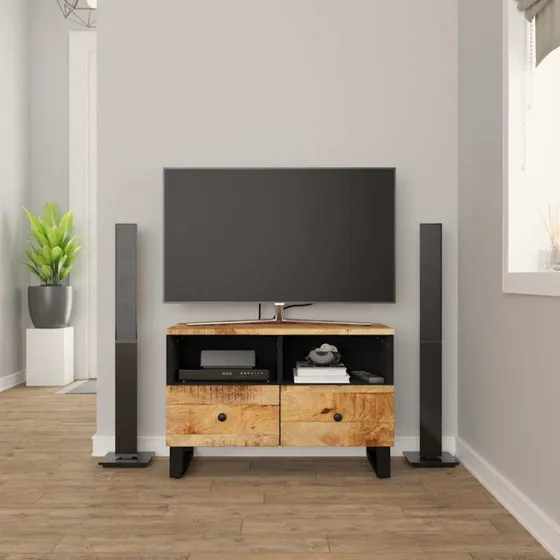 vidaXL TV-bord i massivt mangotræ, 70x33x46 cm