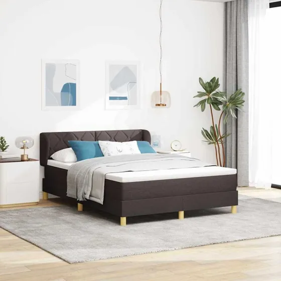 vidaXL Box spring seng med hovedgærde, Mørk Brun, 140 x 200 cm