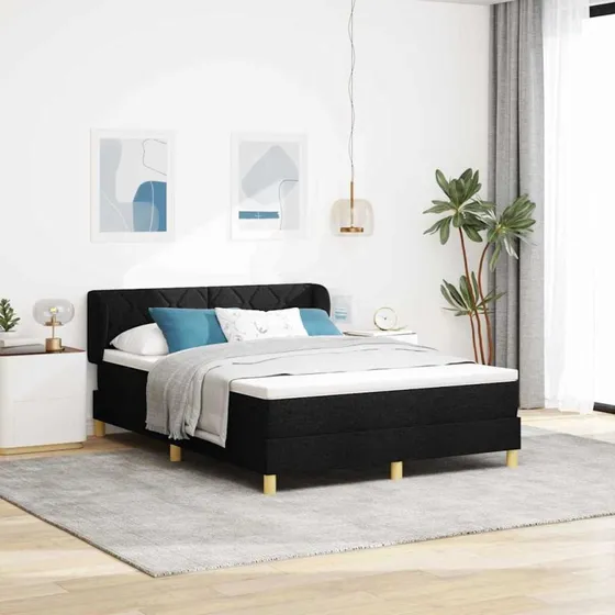 vidaXL Box spring seng med hovedgærde, sort, 140 x 200 cm