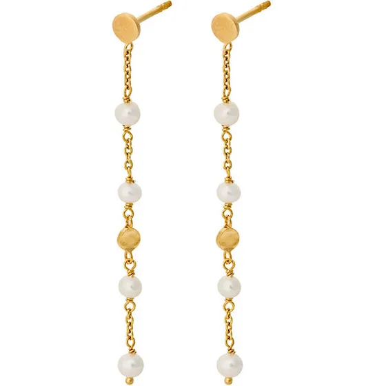 Pernille Corydon E-434 Ocean Pearl ørekæder 55 mm – forgyldt