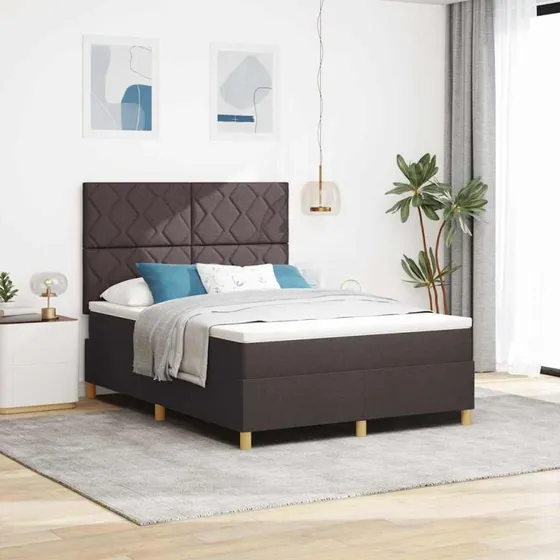 vidaXL Box spring seng med hovedgærde 140x200 cm Mørk Brun