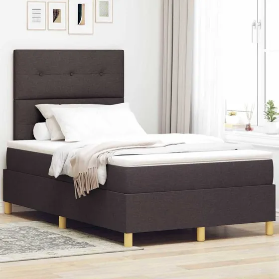 vidaXL Box spring seng med hovedgærde, Mørk Brun, 120 x 200 cm