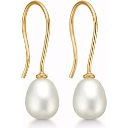 Støvring Design 8 kt guld ørebøjler med ferskvandsperle