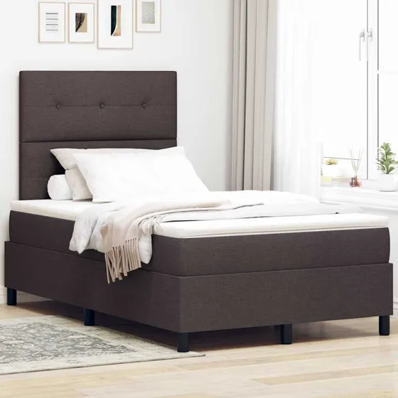 vidaXL Boxspring seng med hovedgærde, Mørk Brun, 120 x 190 cm