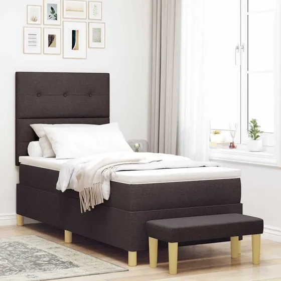 vidaXL Box spring seng med hovedgærde, Mørk Brun, 200 x 100 cm