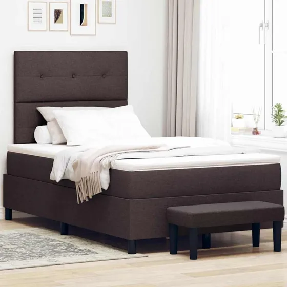 vidaXL Box spring seng med pude, Mørk Brun, 120 x 200 cm