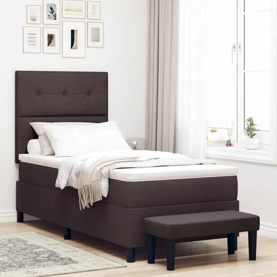 vidaXL Box spring seng med hovedgærde, Mørk Brun, 100 x 200 cm