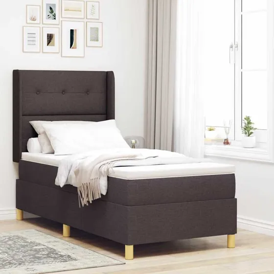 vidaXL Box spring seng med hovedgærde, Mørk Brun, 100 x 200 cm