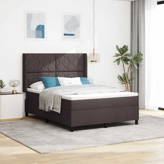 vidaXL Boxspring seng med pude, mørk brun, 200 x 140 cm