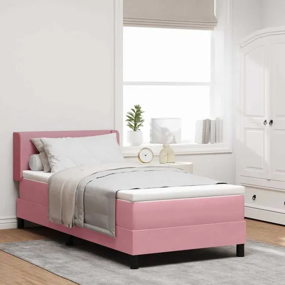 vidaXL Box spring seng med hovedgærde Lyserød Fløjl 200 x 100 cm