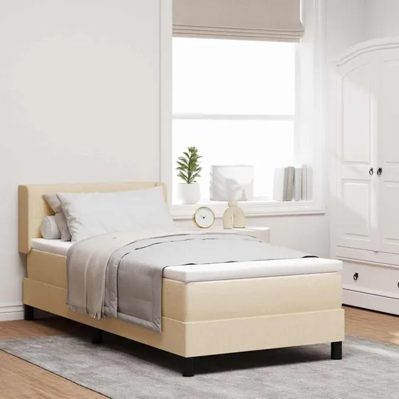 vidaXL Box spring seng med hovedgærde, Creme, 200 x 100 cm