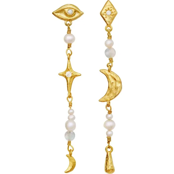 Maanesten Sissone øreringe, forgyldt med perler