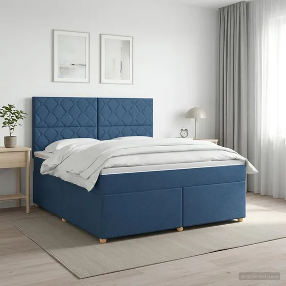 vidaXL Boksmadras 140 x 190 cm med topmadras og gavl - Blå