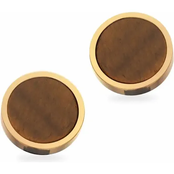 Scrouples herre øreringe i guldbelagt stål med tigerøje - 158531