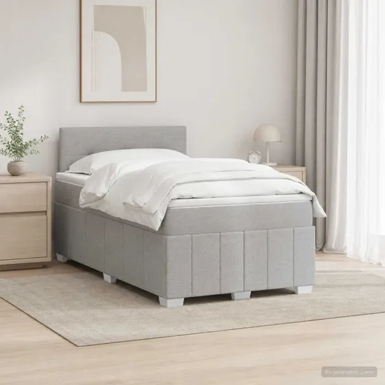 vidaXL Boxmadras med topmadras og LED, Lysegrå, 120 x 190 cm