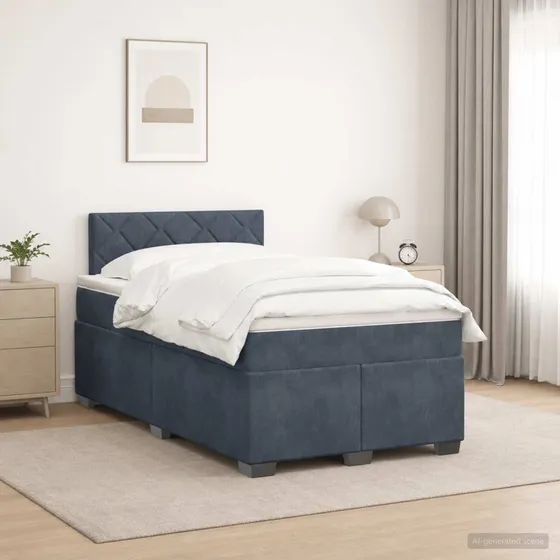 vidaXL Box Spring Seng med LED og madras, 120 x 200 cm, mørkegrå