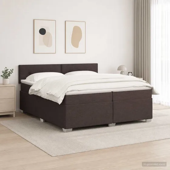 vidaXL Box Spring Seng med LED & madras, mørk brun, 200 x 200 cm