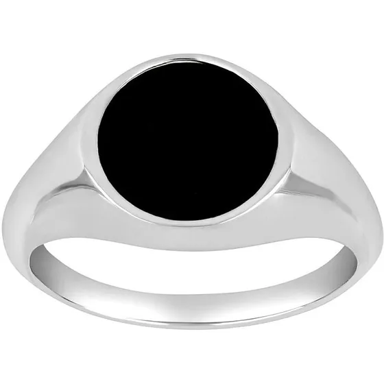 SON Rhod. sølvring med black onyx, str.66