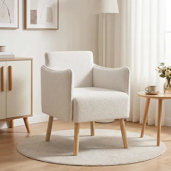 vidaXL Accentstol i cremefarvet bouclé