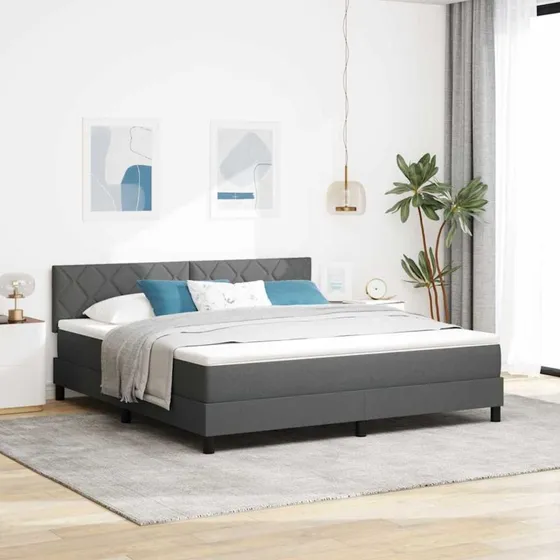 vidaXL Box spring seng med hovedgærde, Mørkegrå, 180 x 200 cm