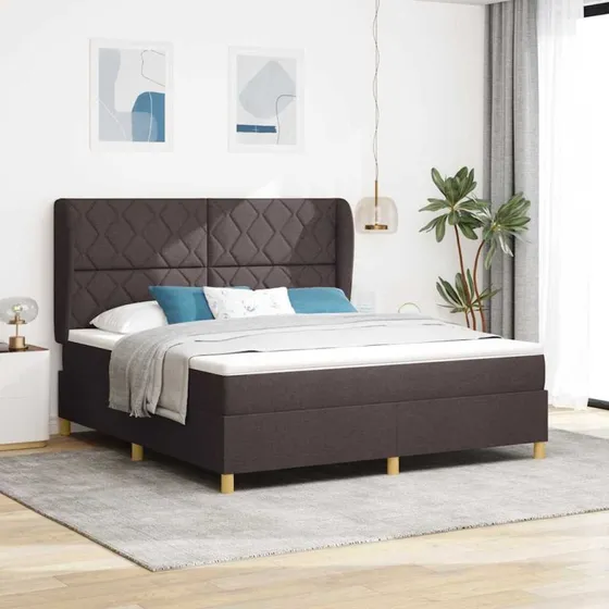 vidaXL Boxspring seng med hovedgærde, mørk brun, 200 x 180 cm
