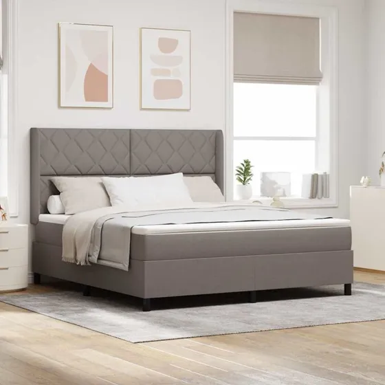 vidaXL Box spring seng med hovedgærde, Gråbrun, 180 x 200 cm