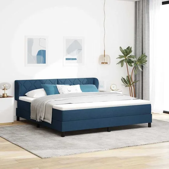 vidaXL Box spring seng med hovedgærde, Blå, 180 x 200 cm