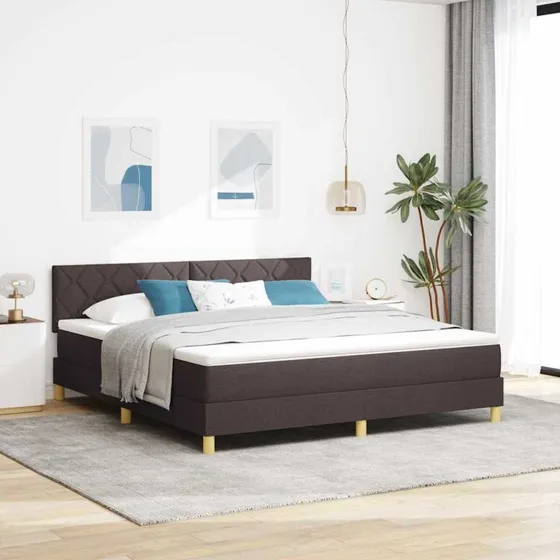 vidaXL Box spring seng med pude, mørk brun, 180 x 200 cm