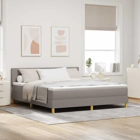 vidaXL Boxspring seng med pude 180 x 200 cm Gråbrun