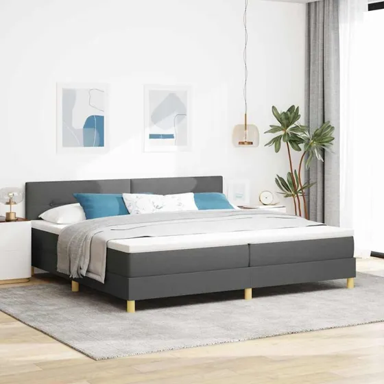 vidaXL Box spring seng med pude, mørkegrå, 200 x 200 cm