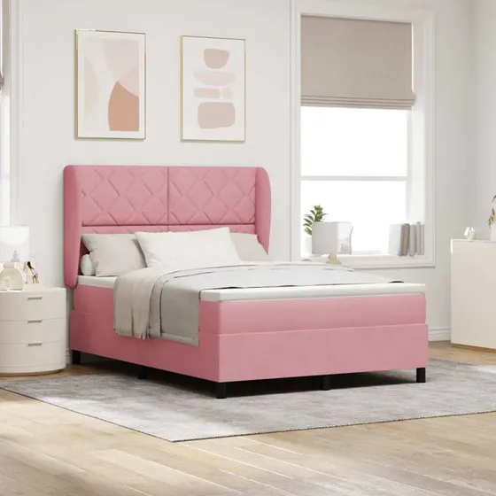 vidaXL Boxspring seng med hovedgærde Lyserød Fløjl 200 x 140 cm