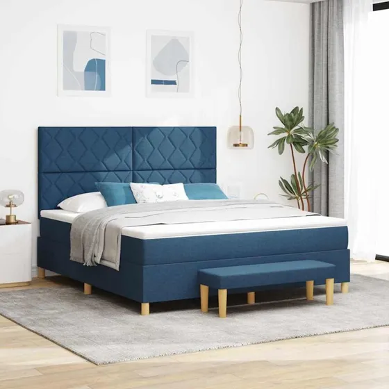 vidaXL Box spring seng med hovedgærde Blå 200 x 180 cm
