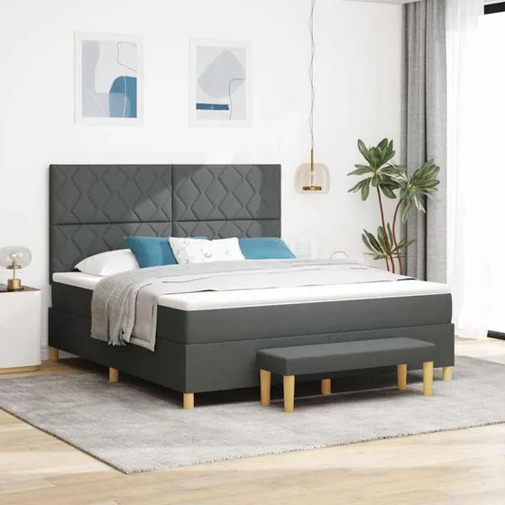 vidaXL Boxspring seng med pude, mørkegrå, 200 x 180 cm