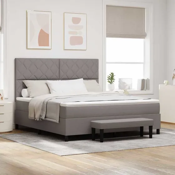 vidaXL Box spring seng med hovedgærde, Gråbrun, 180 x 200 cm