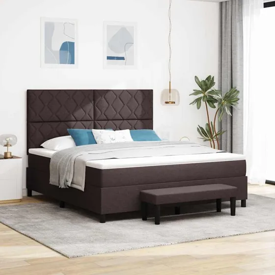 vidaXL Box spring seng med hovedgærde, Mørk Brun, 180 x 200 cm