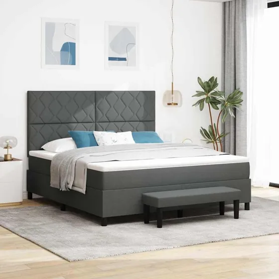 vidaXL Box spring seng med hovedgærde, mørkegrå, 180 x 200 cm