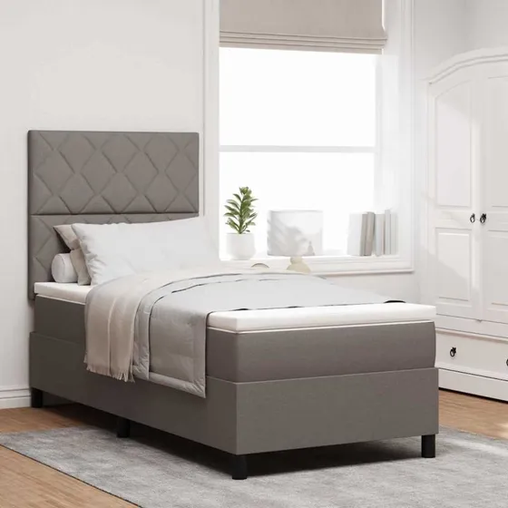 vidaXL Boxspring seng med LED-lys, Gråbrun, 90 x 200 cm