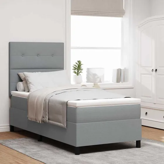 vidaXL Boxspring seng med LED-lys, lysegrå, 100 x 200 cm