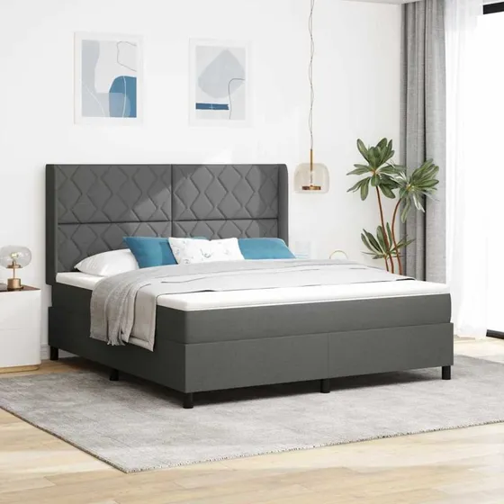 vidaXL Box spring seng med pude, mørkegrå, 180 x 200 cm