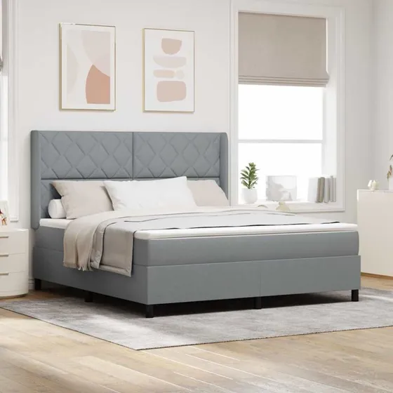 vidaXL Box spring seng med pude Lysegrå 200 x 180 cm