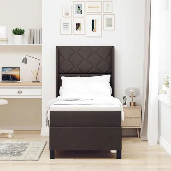 vidaXL Boxspring seng med pude, Mørk Brun, 190 x 90 cm